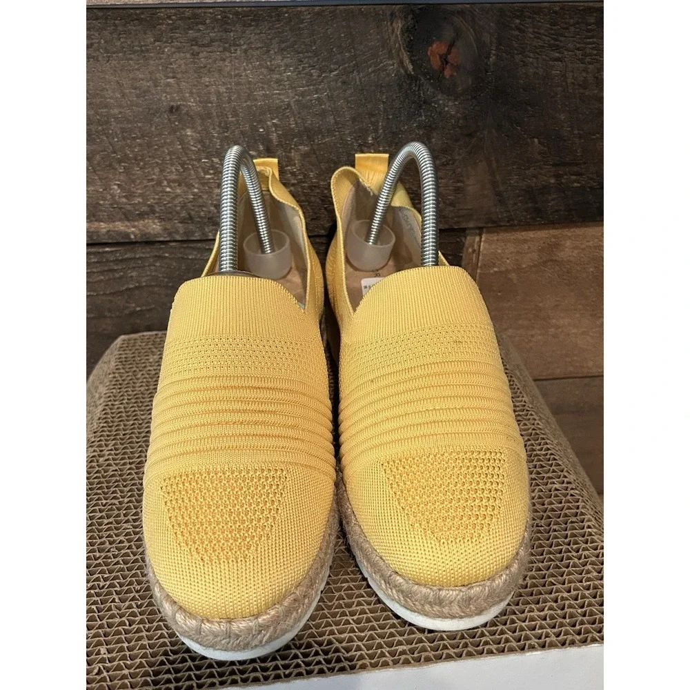 Adrienne Vittadini Sport 8.5 Niko Espadrille Yellow Slip On Shoes Fabric Comfort